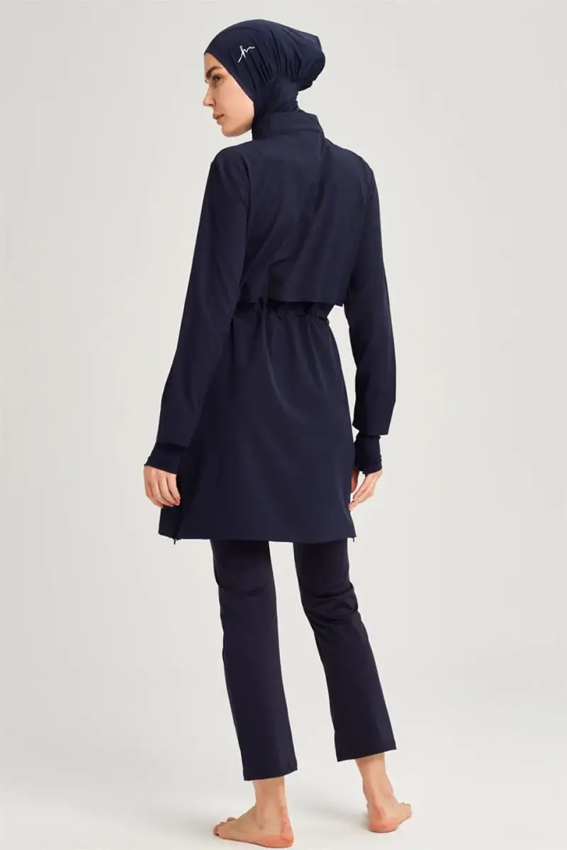 Haşema Esila Fully Covered Hijab Swimsuit HSM-2934 Navy Blue - 2