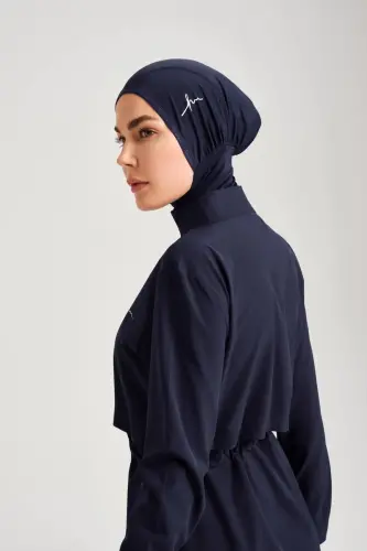Haşema Esila Jileli 5 Parça Tam Tesettür Mayo Takımı Hızlı Kuruyan Mayo HSM-2934-08-08 Lacivert - 6