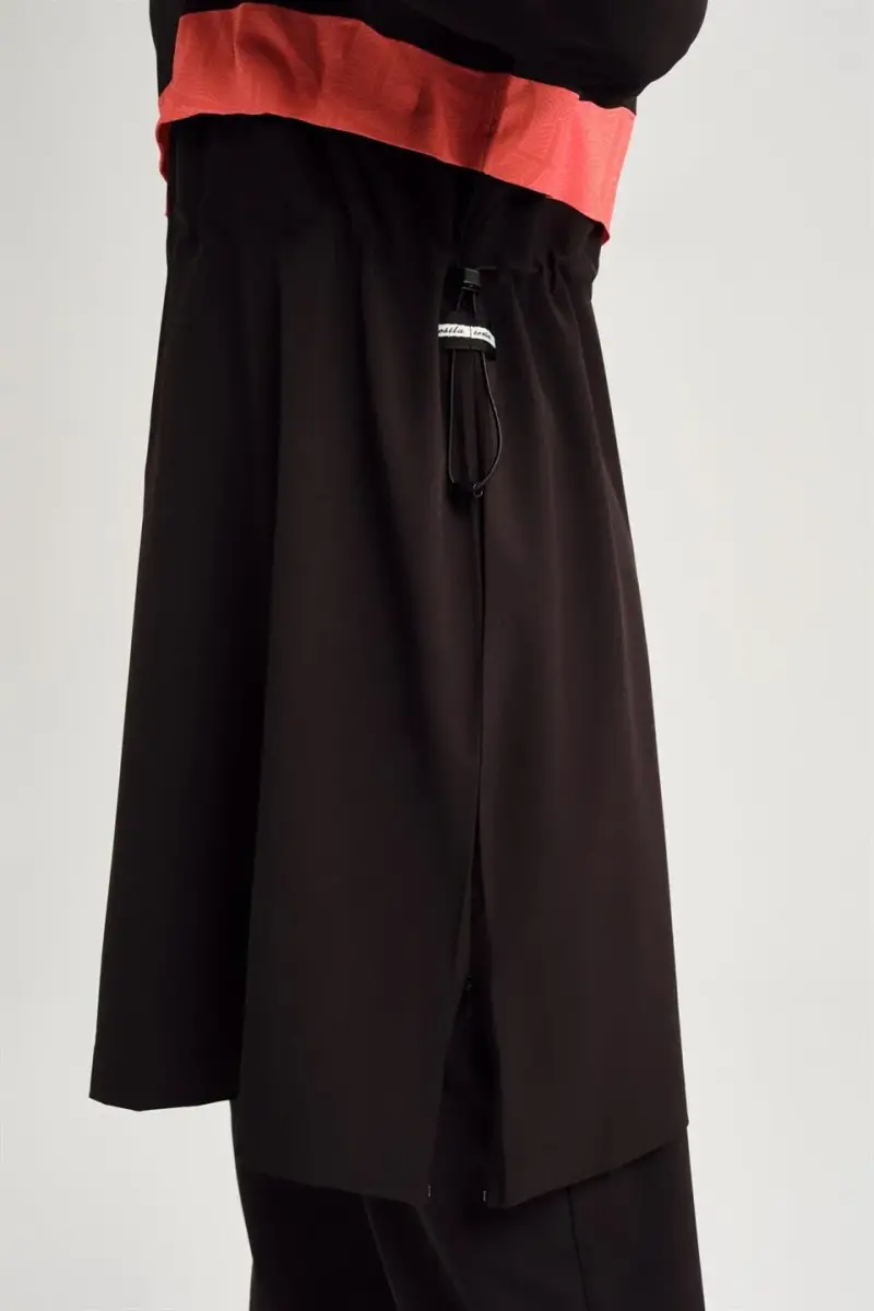 Haşema Esila Şerit Monogram Siyah Turuncu Tam Kapalı Tesettür Mayo HSM2934 - 9