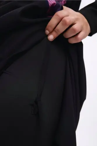 Haşema Feray Kol Altı ve Sırtı Desenli 5 Parça Tam Tesettür Mayo Takımı Siyah 5022-25 - 4