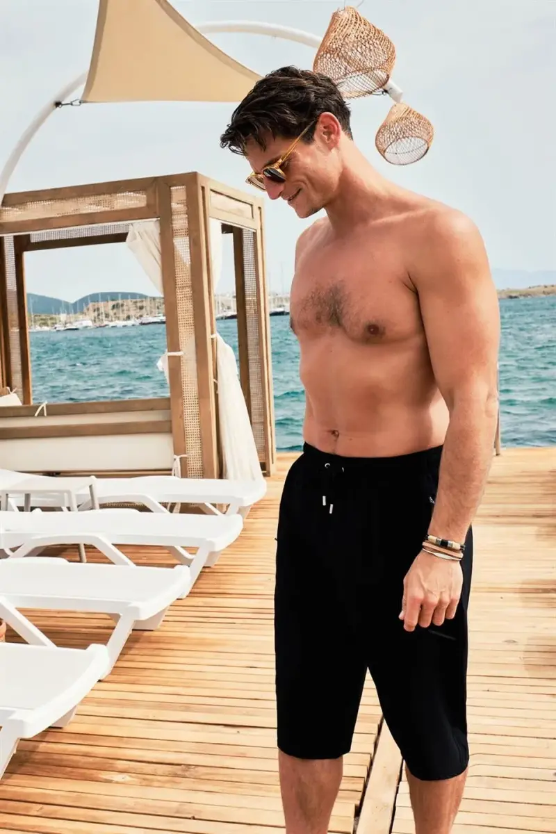 Haşema Fermuarlı Cepli Uzun Erkek Havuz ve Deniz Şortu 2426-25 Siyah - 2