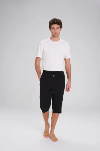 Haşema Fermuarlı Cepli Uzun Erkek Havuz ve Deniz Şortu 2426-25 Siyah - 3