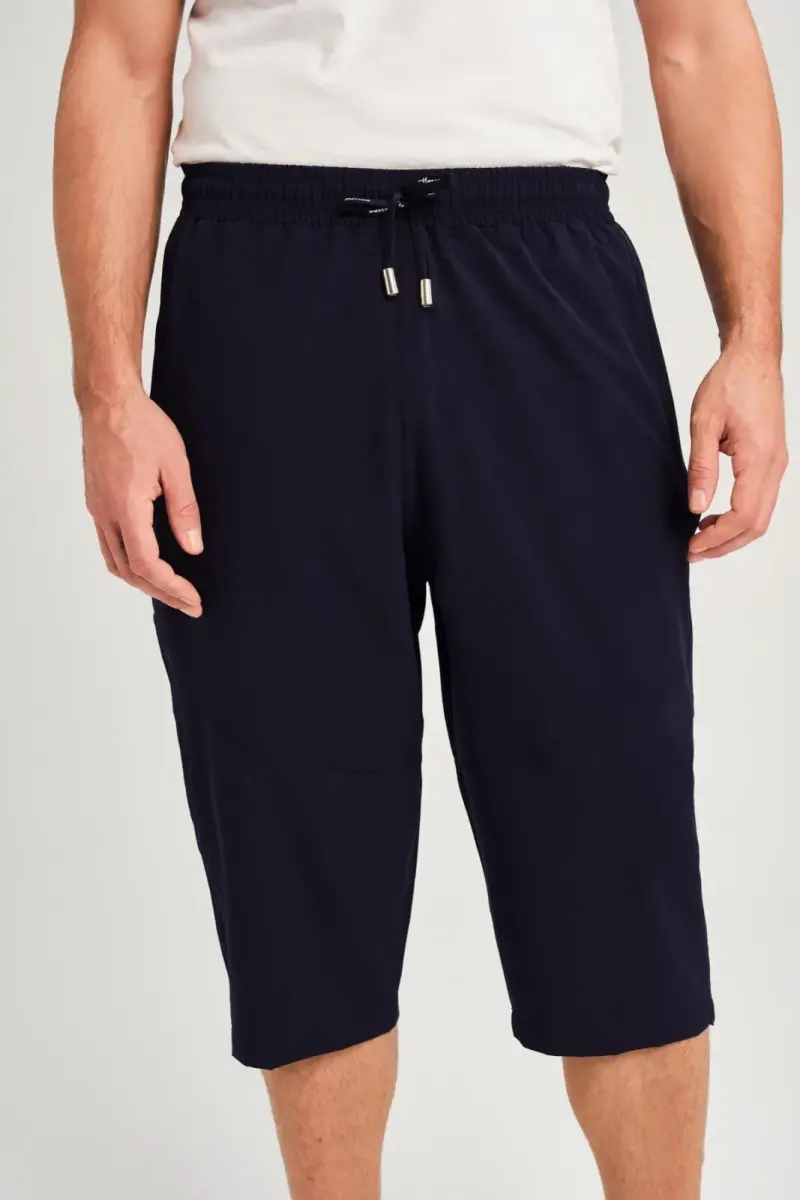 Haşema Geniş Kalıp Büyük Beden Fermuarlı Cepli Erkek Uzun Havuz ve Deniz Şortu 3062-25 Lacivert - 3