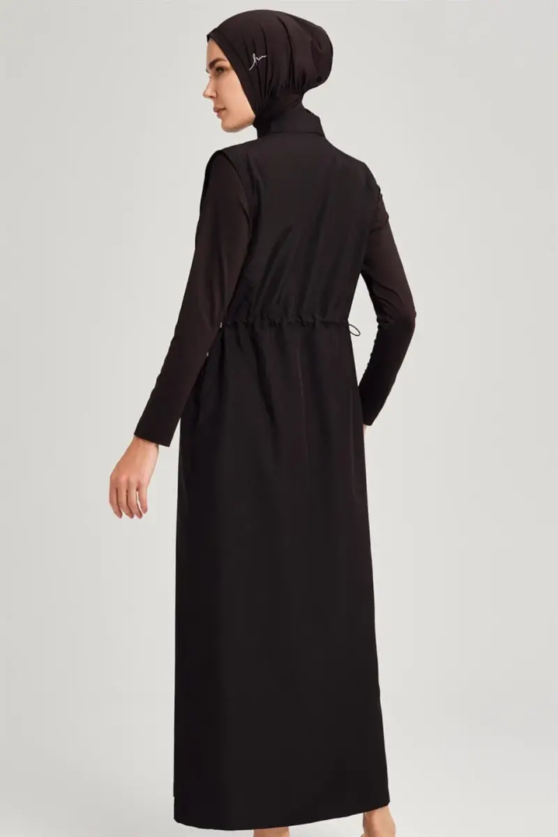 Haşema Tam Boy Siyah Jileli 4 Parça Tam Kapalı Tesettür Mayo Takımı H-6021-23 - 6