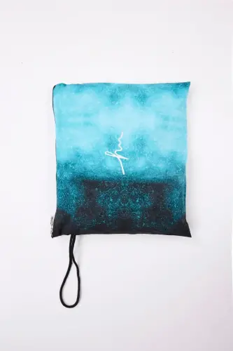 Haşema Hızlı Kuruyan Desenli 4 Parça Yarı Kapalı Mayo Takımı 5024-25 Mavi Siyah - 5