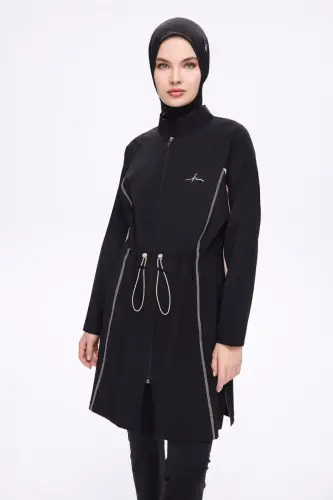 Haşema Pera Biyeli Siyah 5 Parça Tam Kapalı Tesettür Mayo Takımı 5009-25 Pembe - Haşema (1)