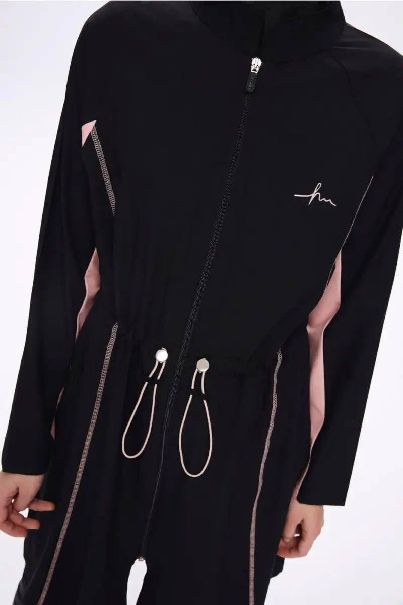 Haşema Pera Biyeli Siyah 5 Parça Tam Kapalı Tesettür Mayo Takımı 5009-25 Pembe - 5