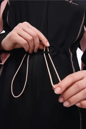 Haşema Pera Biyeli Siyah 5 Parça Tam Kapalı Tesettür Mayo Takımı 5009-25 Pembe - 6