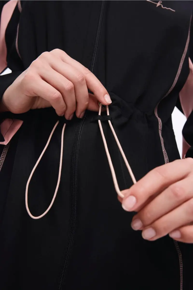 Haşema Pera Biyeli Siyah 5 Parça Tam Kapalı Tesettür Mayo Takımı 5009-25 Pembe - 6