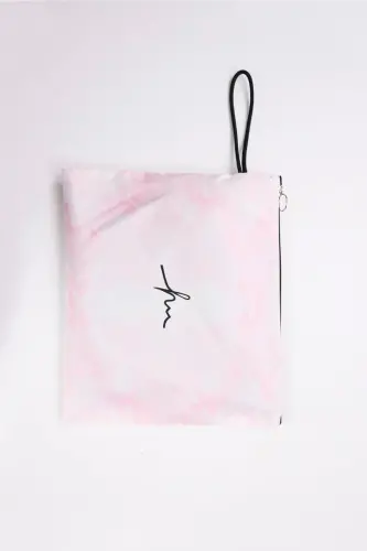 Haşema Pera Biyeli Siyah 5 Parça Tam Kapalı Tesettür Mayo Takımı 5009-25 Pembe - 7