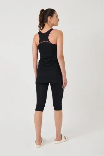 Haşema Performance Series Honeycomb Texture Detailed Black Pool Swimsuit Set HSM-2005 - Haşema (1)