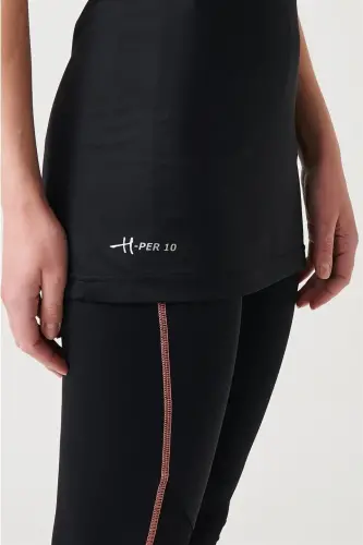 Haşema Performance Series Honeycomb Texture Detailed Black Pool Swimsuit Set HSM-2005 - 4