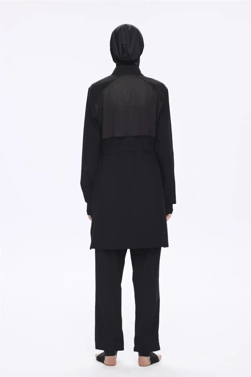 Haşema Performans Serisi Hızlı Kuruyan Esnek Dokuma 6 Parça Tam Tesettür Mayo Takımı 2020-25 Siyah - 3