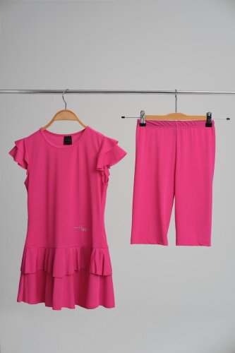 Haşema Revna Kısa Kol Fuşya Kız Çocuk Havuz Mayo Takımı H-2821 - Haşema