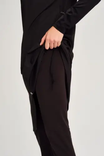 Haşema Şeyma Rahat Kesim Jileli 4 Parça Büyük Beden Tam Tesettür Mayo Takımı Siyah 6025 - 6