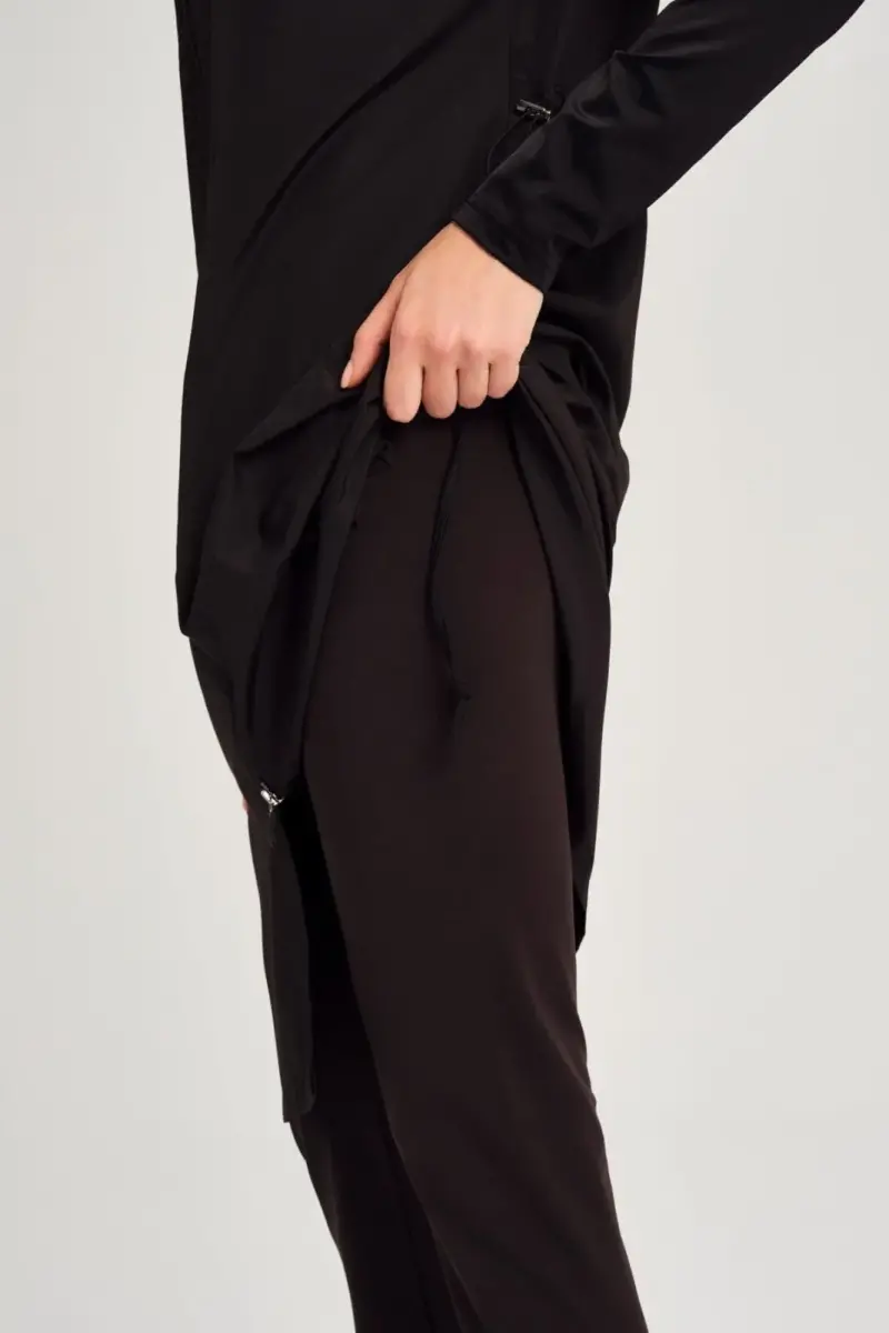 Haşema Şeyma Rahat Kesim Jileli 4 Parça Büyük Beden Tam Tesettür Mayo Takımı Siyah 6025 - 6