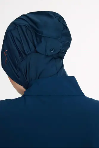 Haşema Vaha Koleksiyonu Kol Altı Desenli 5 Parça Tam Tesettür Mayo Takımı Hızlı Kuruyan Mayo 5089 Petrol Mavisi - 10