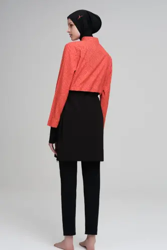 Haşema Esila HSM-2934-22 Orange Black Gilet Full Hijab Swimsuit - 7