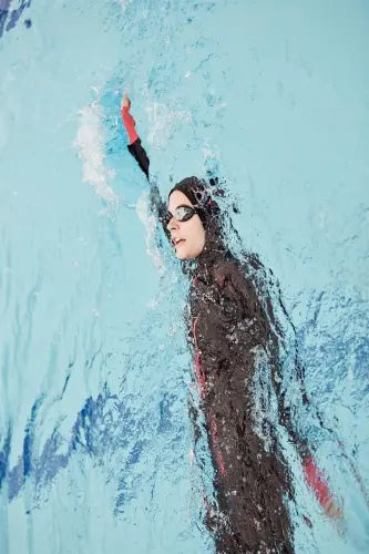 Hashema Performance Series Flexible Woven Swimmer Full Closed Hijab Swimsuit Set HSM-2010 Black - (1)