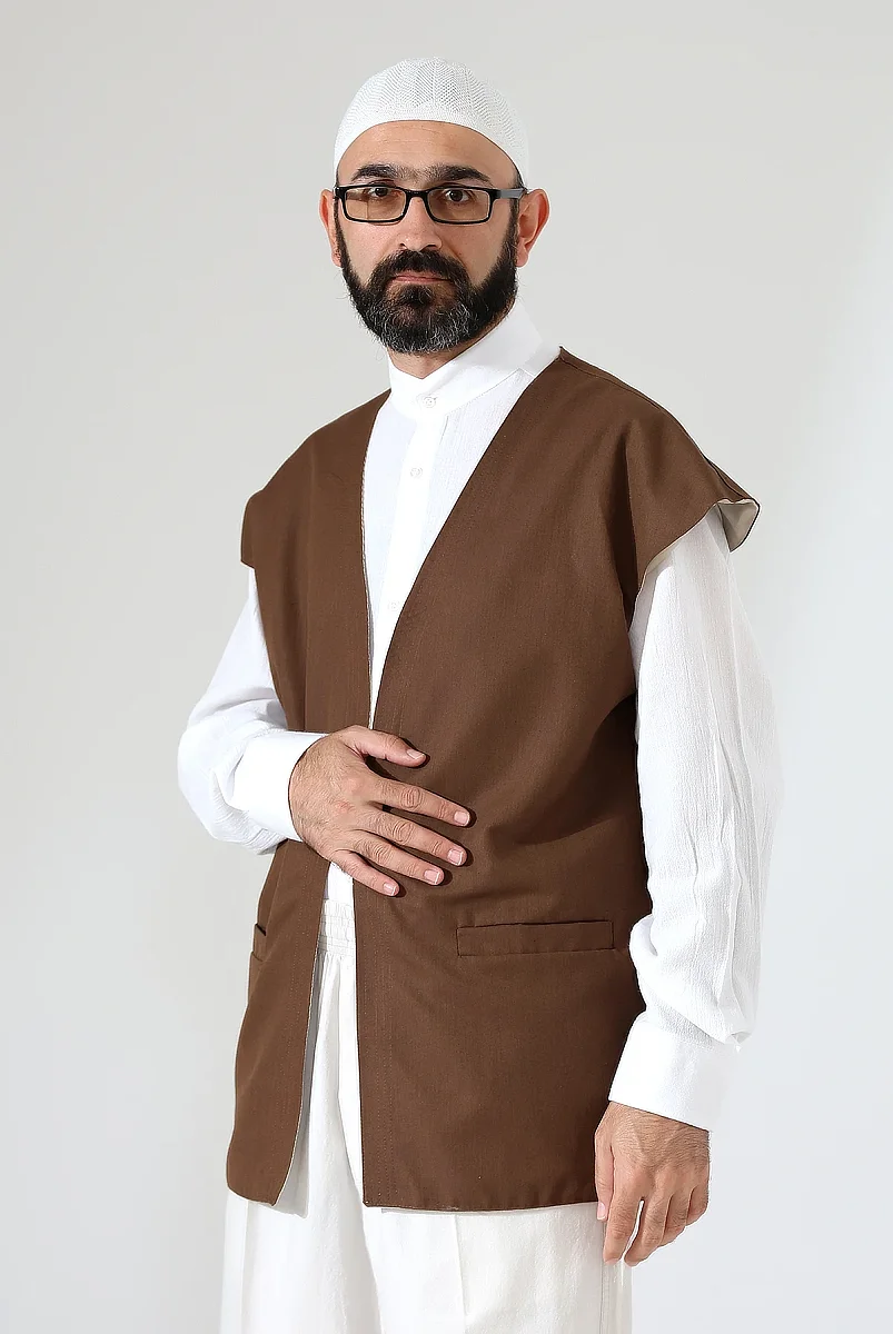 Haydari Derviş Yeleği Astarlı Mevsimlik ve Rahat Kesim - Kahverengi - 2