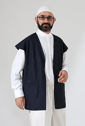 Haydari Derviş Yeleği Astarlı Mevsimlik ve Rahat Kesim - Lacivert - 5