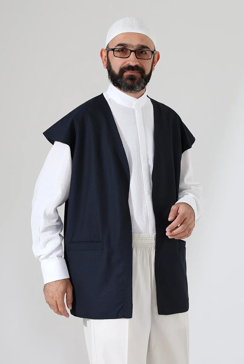 Haydari Derviş Yeleği Astarlı Mevsimlik ve Rahat Kesim - Lacivert - 5