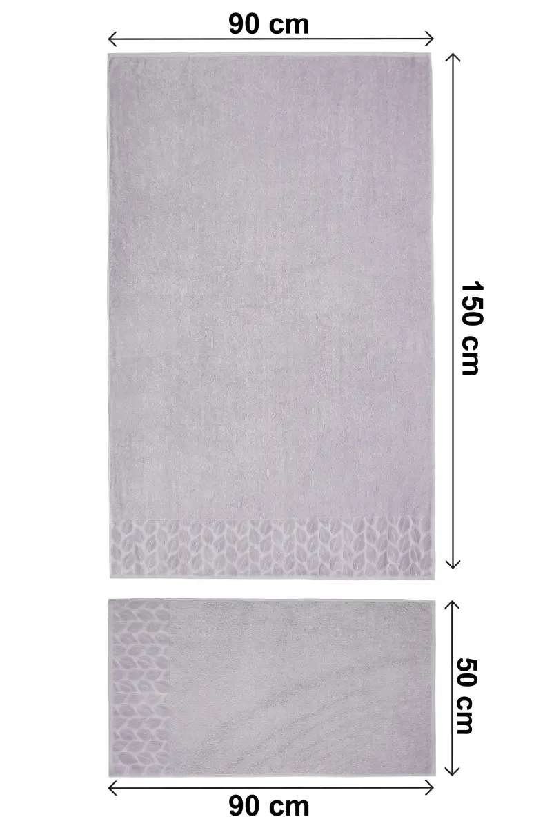 Hazal %100 Pamuklu Kutulu 4'lü Banyo Havlu Seti Hamam Takımı 50x90 - 90x150 Antrasit-Krem - 00081 - 7