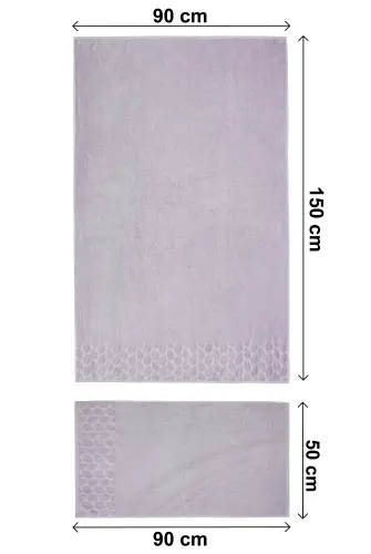 Hazal %100 Pamuklu Kutulu 4'lü Banyo Havlu Seti Hamam Takımı 50x90 - 90x150 Gri-Pudra - 00081 - 7