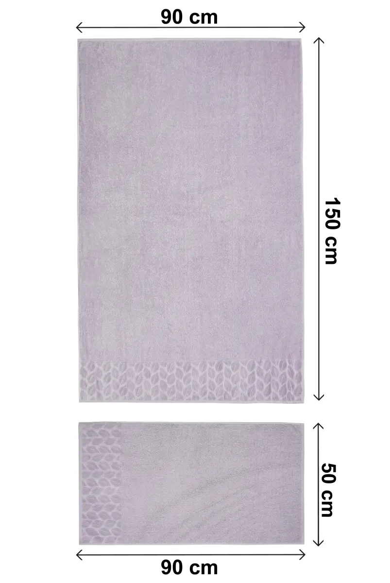 Hazal %100 Pamuklu Kutulu 4'lü Banyo Havlu Seti Hamam Takımı 50x90 - 90x150 Gri-Pudra - 00081 - 7