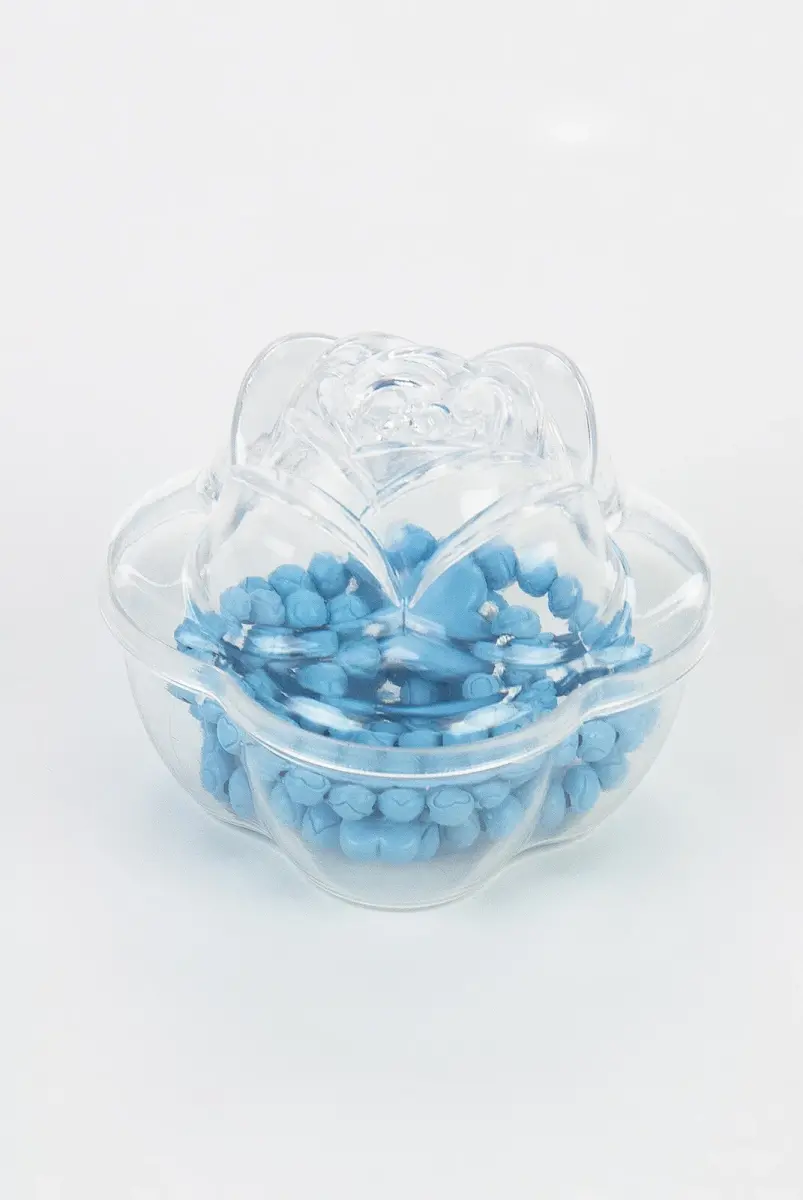 Heart Pattern Rose Scented Rosary with Rose Box - Blue - 2