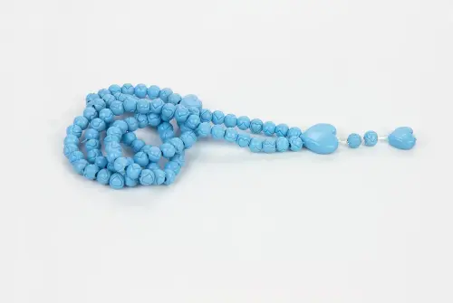 Heart Pattern Rose Scented Rosary with Rose Box - Blue - 3