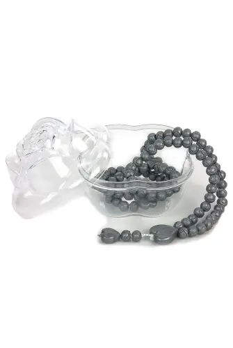 Heart Pattern Rose Scented Rosary with Rose Box - Gray - 3