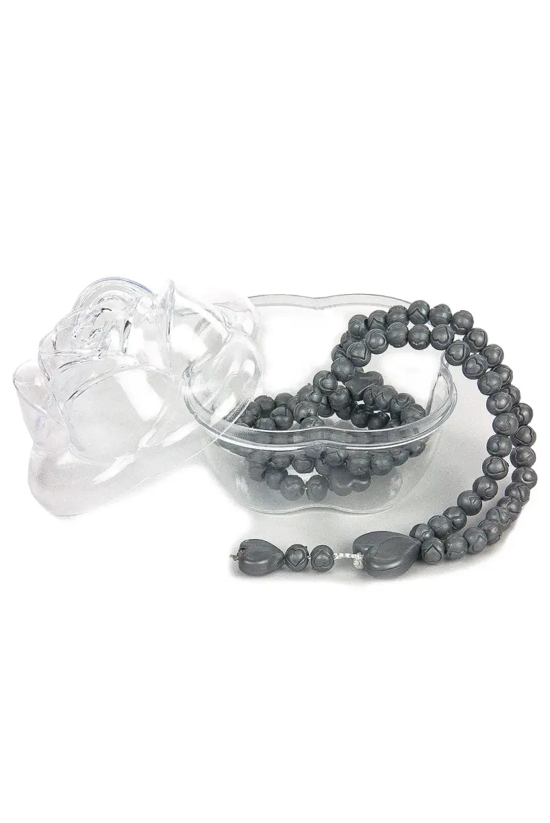 Heart Pattern Rose Scented Rosary with Rose Box - Gray - 3
