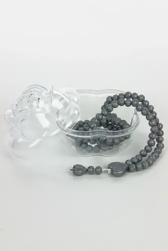 Heart Pattern Rose Scented Rosary with Rose Box - Gray - 1