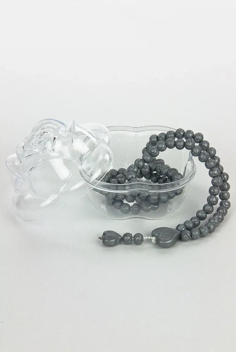 Heart Pattern Rose Scented Rosary with Rose Box - Gray - 1