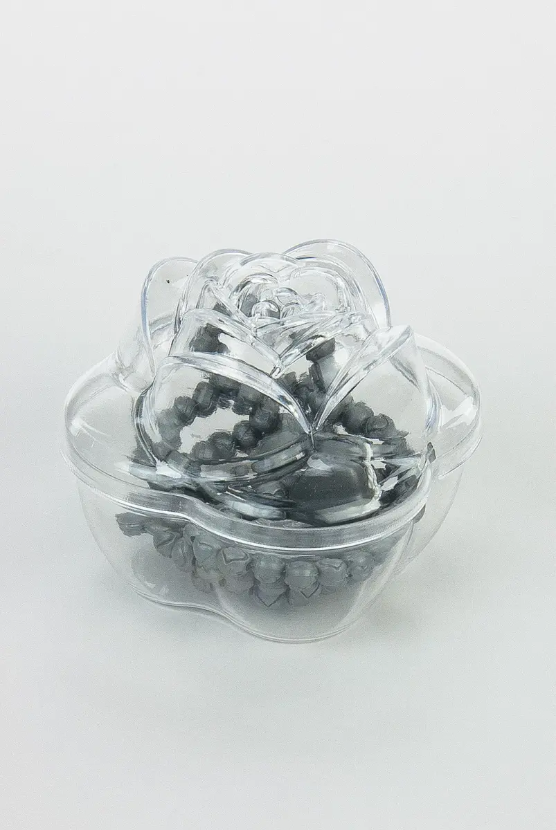 Heart Pattern Rose Scented Rosary with Rose Box - Gray - 2