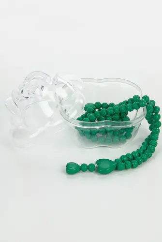 Heart Pattern Rose Scented Rosary with Rose Box - Green - 1