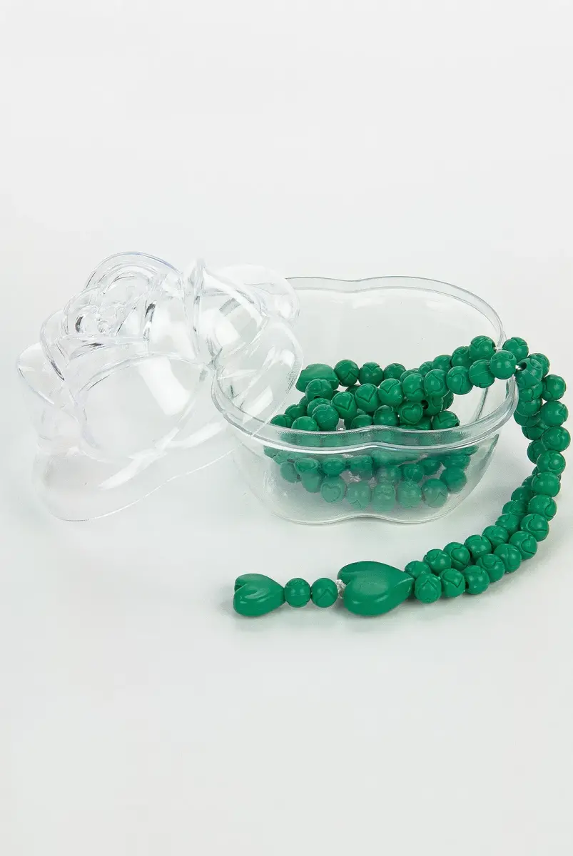 Heart Pattern Rose Scented Rosary with Rose Box - Green - 1