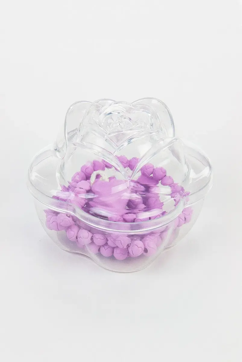Heart Pattern Rose Scented Rosary with Rose Box - Lilac - 4