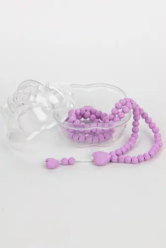 Heart Pattern Rose Scented Rosary with Rose Box - Lilac - 1