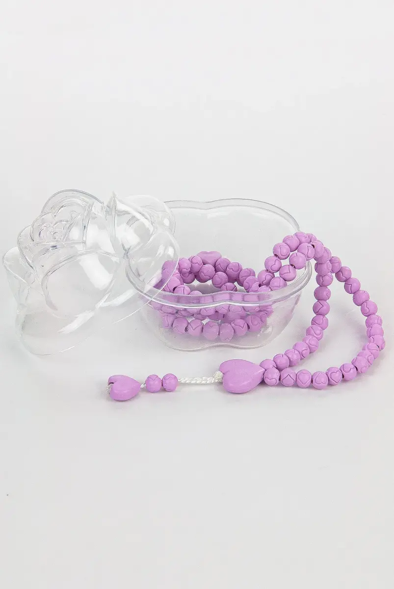 Heart Pattern Rose Scented Rosary with Rose Box - Lilac - 1