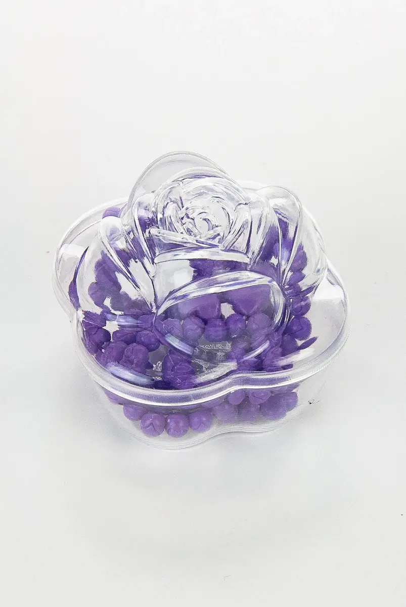 Heart Pattern Rose Scented Rosary with Rose Box - Purple - 3