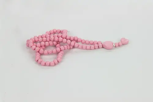 Heart Patterned Rose Scented Rosary in Rose Box - Pink - 4