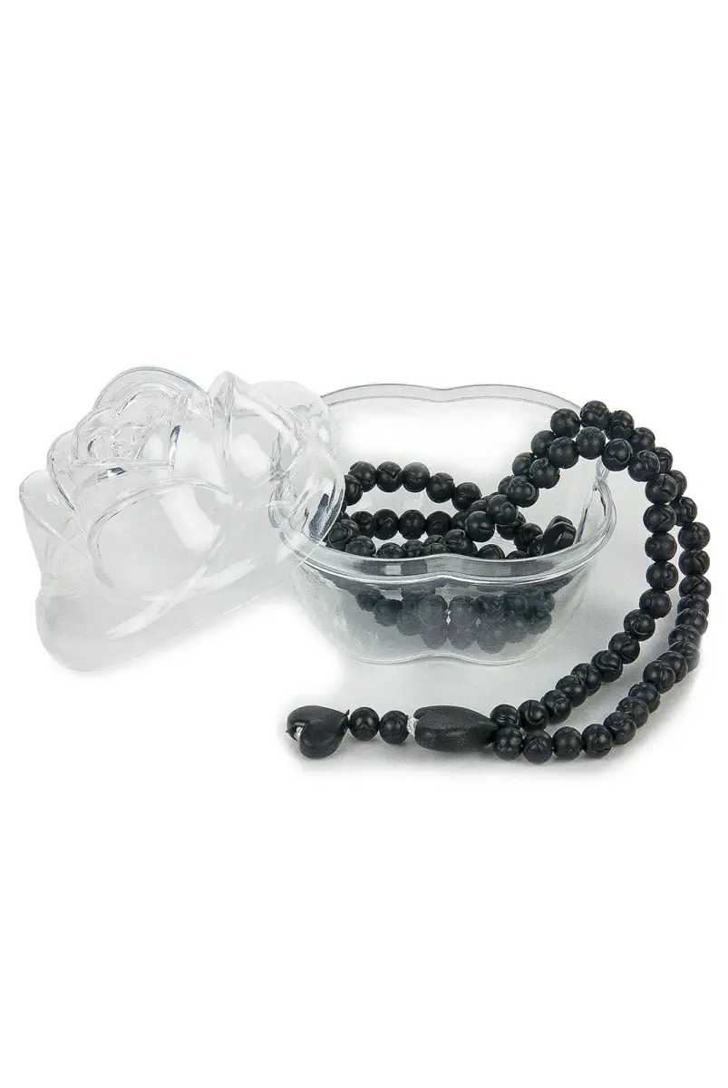 Heart Patterned Rose Scented Rosary with Rose Box - Black - 4