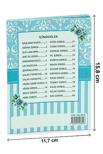 Hediyelik 3'lü İsme Özel Çantalı ve Tesbihli Çanta Boy Yasin Kitabı Mevlüt Seti - Mavi - 7