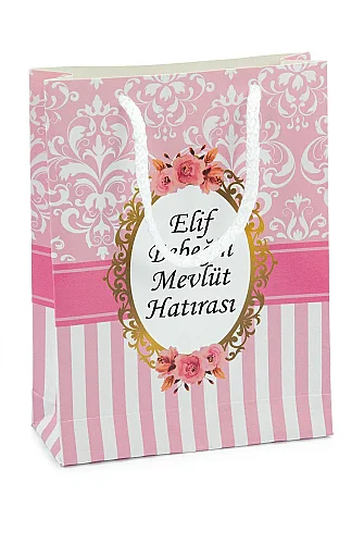 Hediyelik 3'lü İsme Özel Çantalı ve Tesbihli Çanta Boy Yasin Kitabı Mevlüt Seti - Pembe - 4