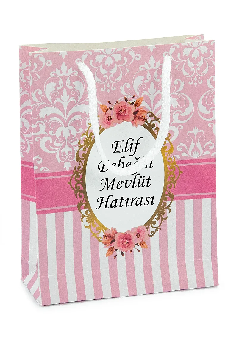 Hediyelik 3'lü İsme Özel Çantalı ve Tesbihli Çanta Boy Yasin Kitabı Mevlüt Seti - Pembe - 4
