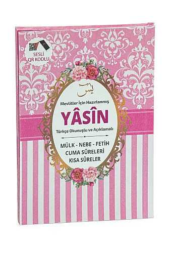 Hediyelik 3'lü İsme Özel Çantalı ve Tesbihli Çanta Boy Yasin Kitabı Mevlüt Seti - Pembe - 5