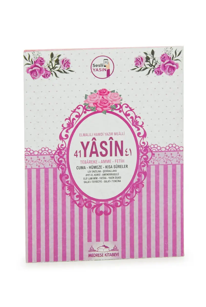 Hediyelik 3'lü Mevlüt Seti İsme Özel Etiketli Çantalı Tesbihli, 80 Sayfa Yasin Kitabı - Pembe - 4