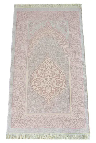 Hediyelik 4 Parça Mevlüt Seti İsme Özel Kadife Kaplı Yasin, Tesbihli Seccade Seti - Pembe - 5